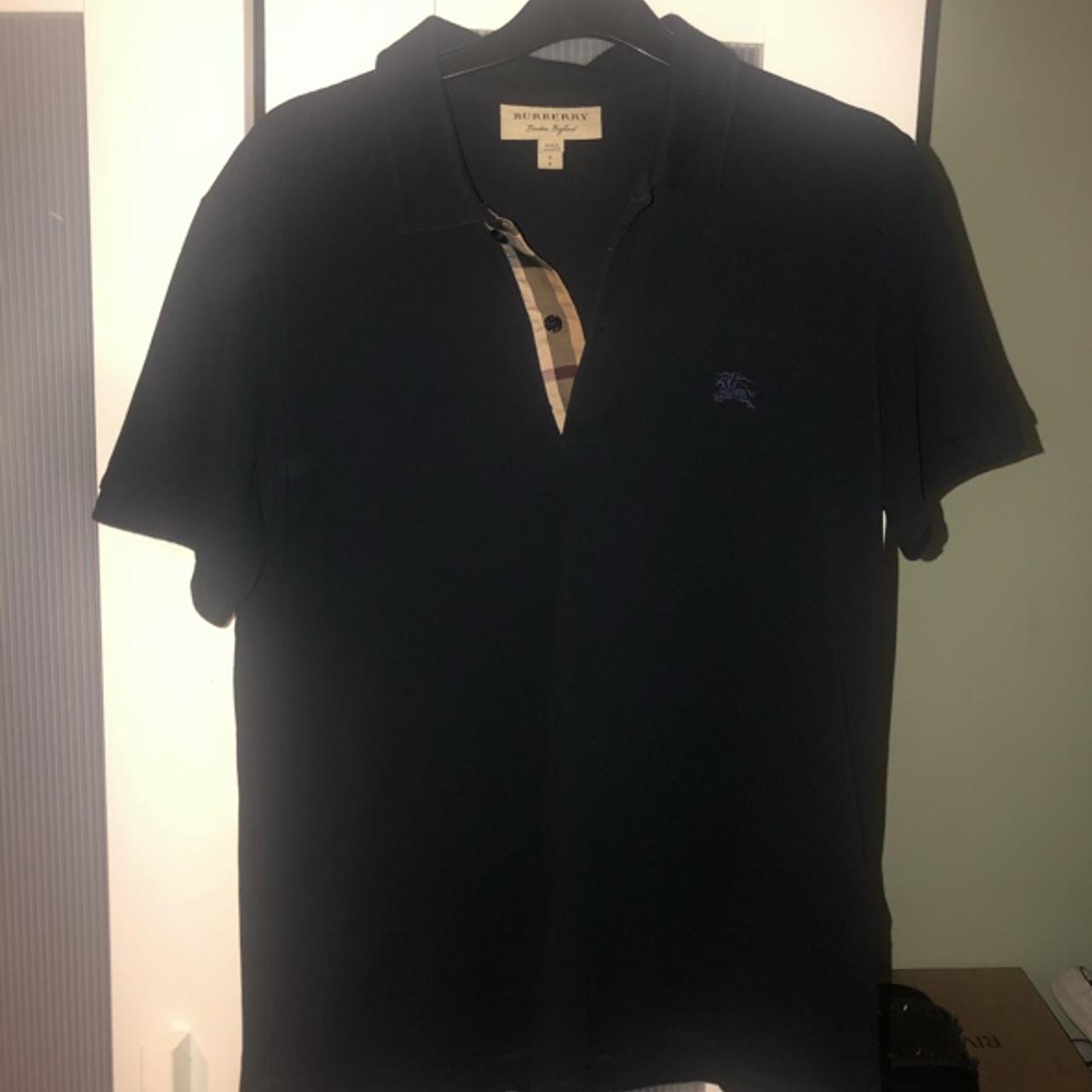 Men’s navy Burberry polo Size small Worn handful... - Depop