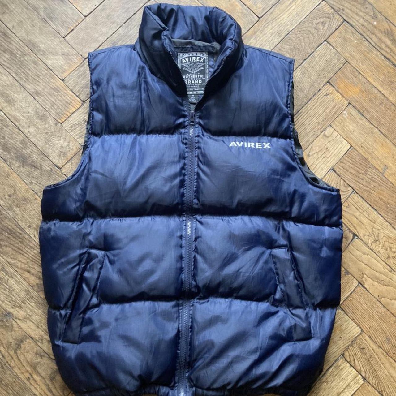 AVIREX PUFFER VEST JACKET BE WAVY IN NAVY OG JACKET... - Depop