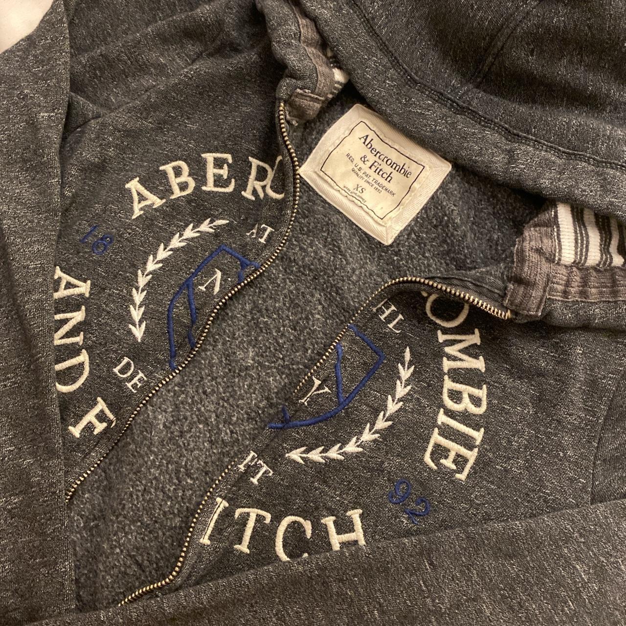 2000s grey abercombie and fitch zip up hoodie... - Depop