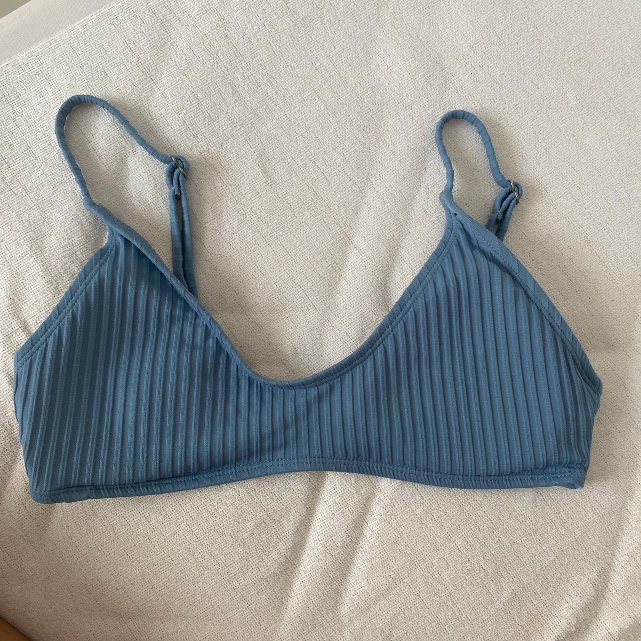 cotton on ribbed blue bikini top size S Excellent... - Depop