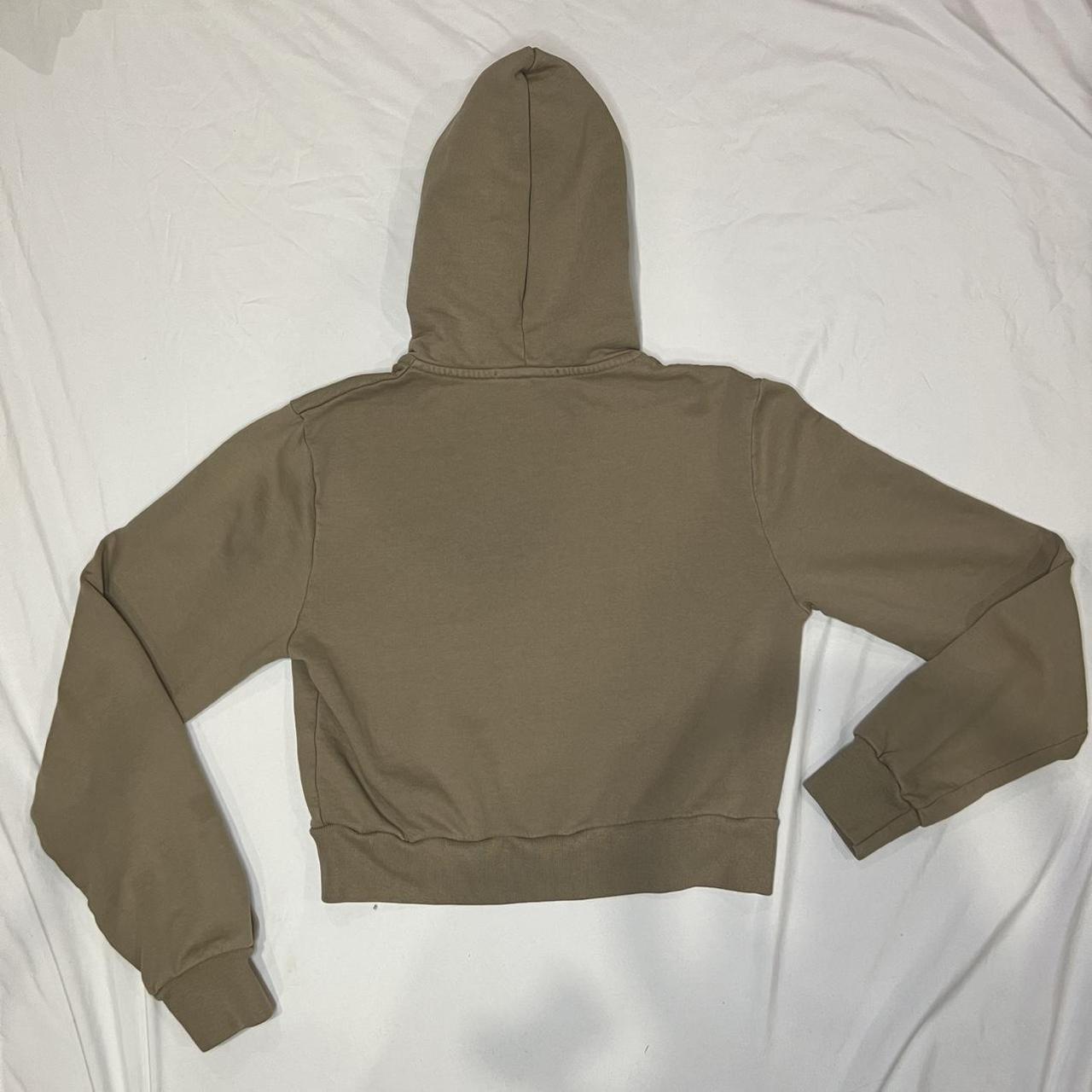 BRANDY MELVILLE CROPPED ZIP UP HOODIE IN BEIGE... Depop