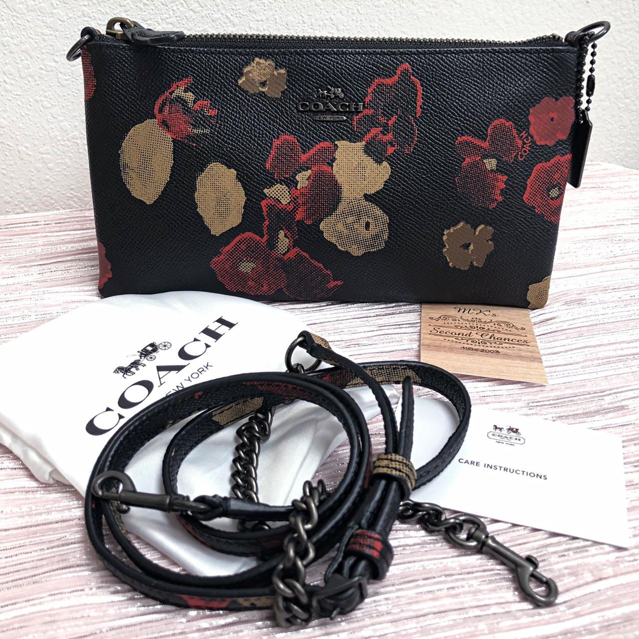 COACH Kylie Saffiano Leather Style 52543 shops Floral Print Clutch Crossbody