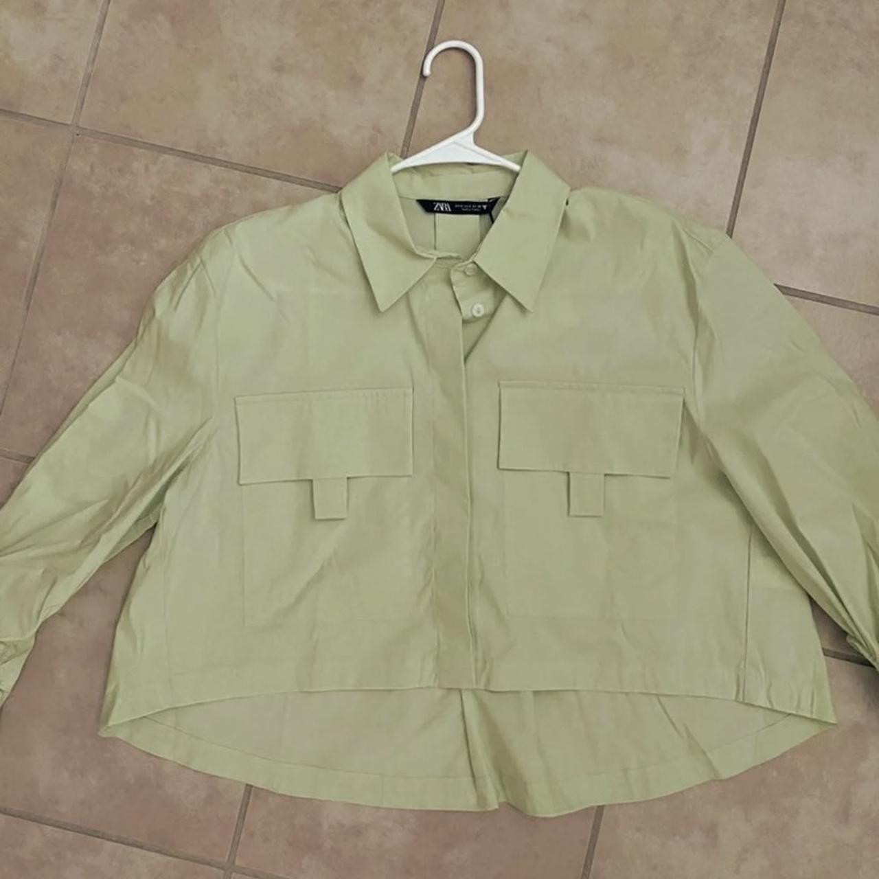 zara apple green poplin shirt