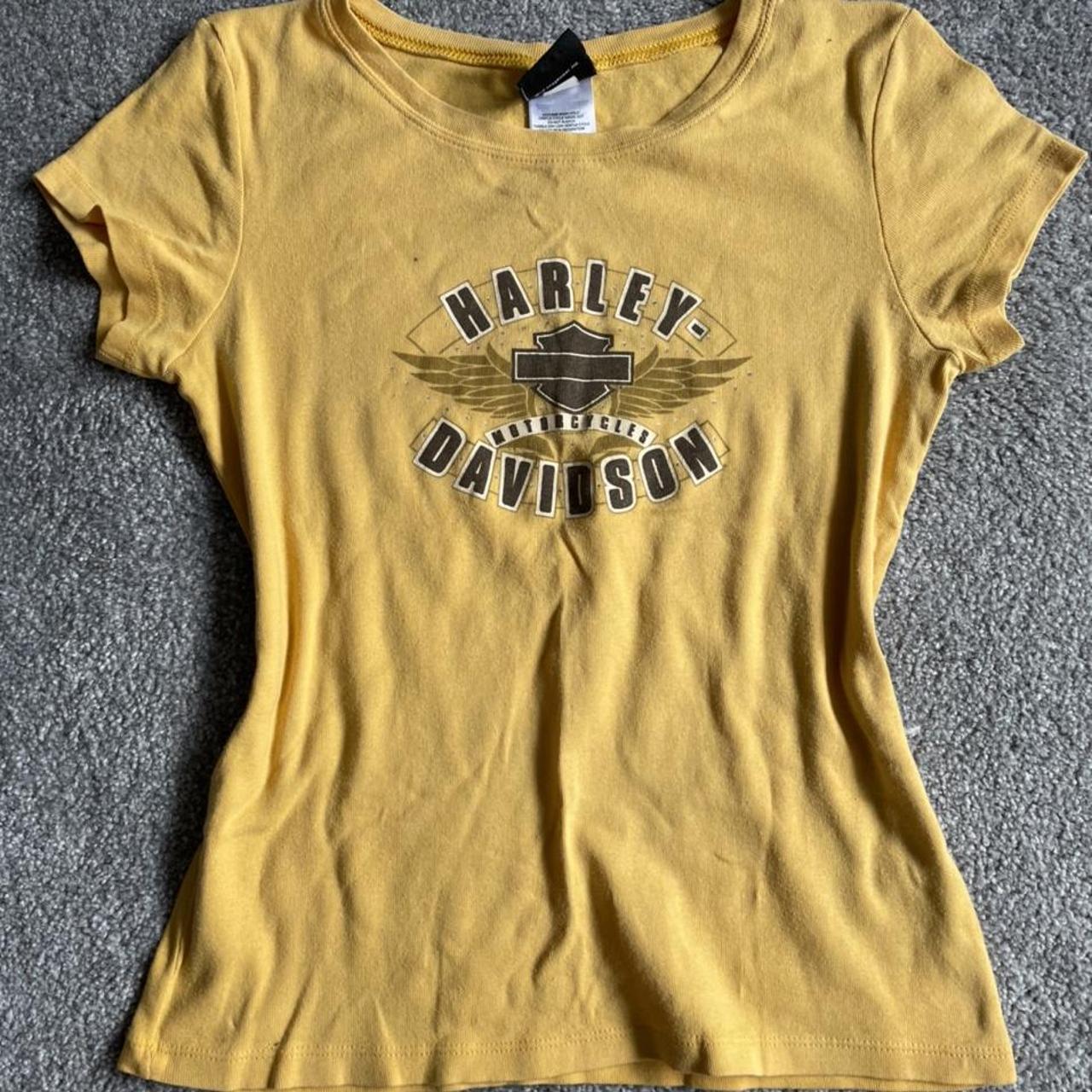 Harley Davidson Womens Yellow T Shirt Depop 