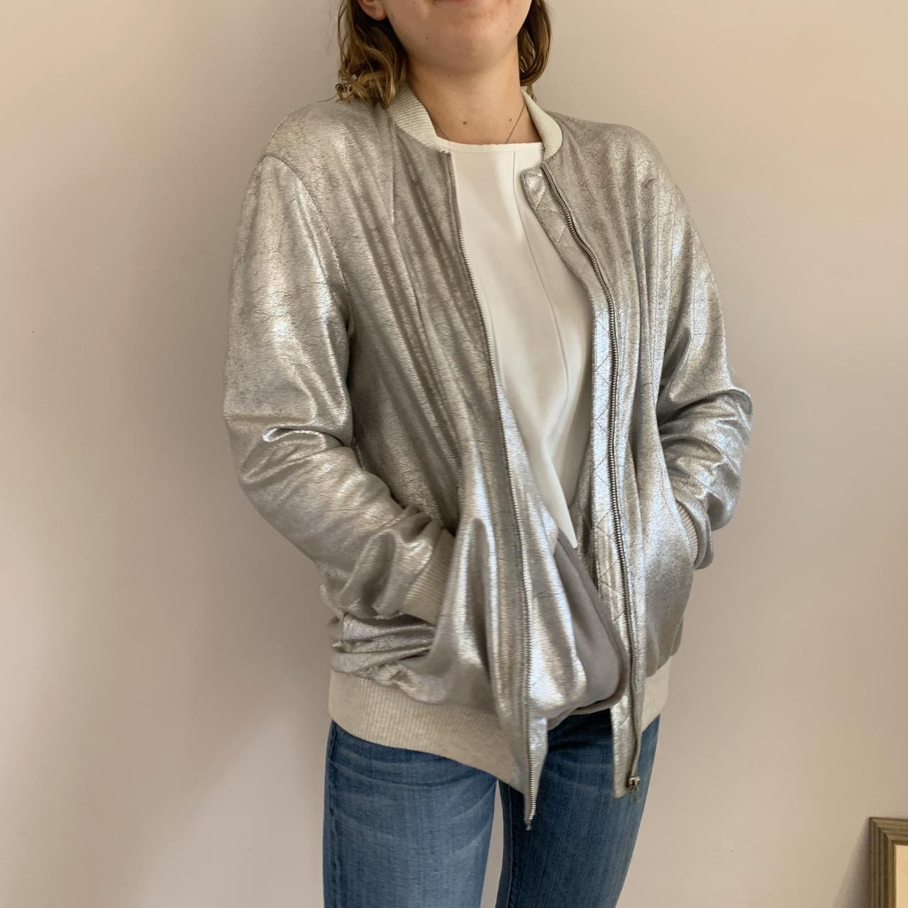 Metallic bomber clearance jacket womens