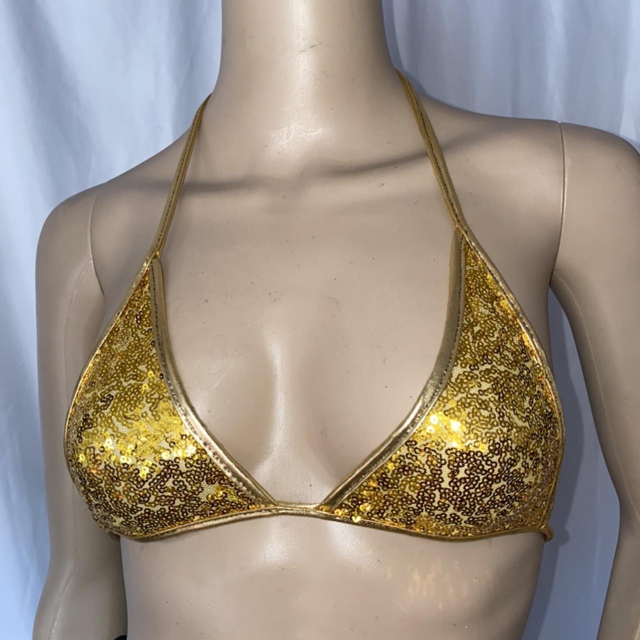 Gold Sequin Triangle Bralet, Tops