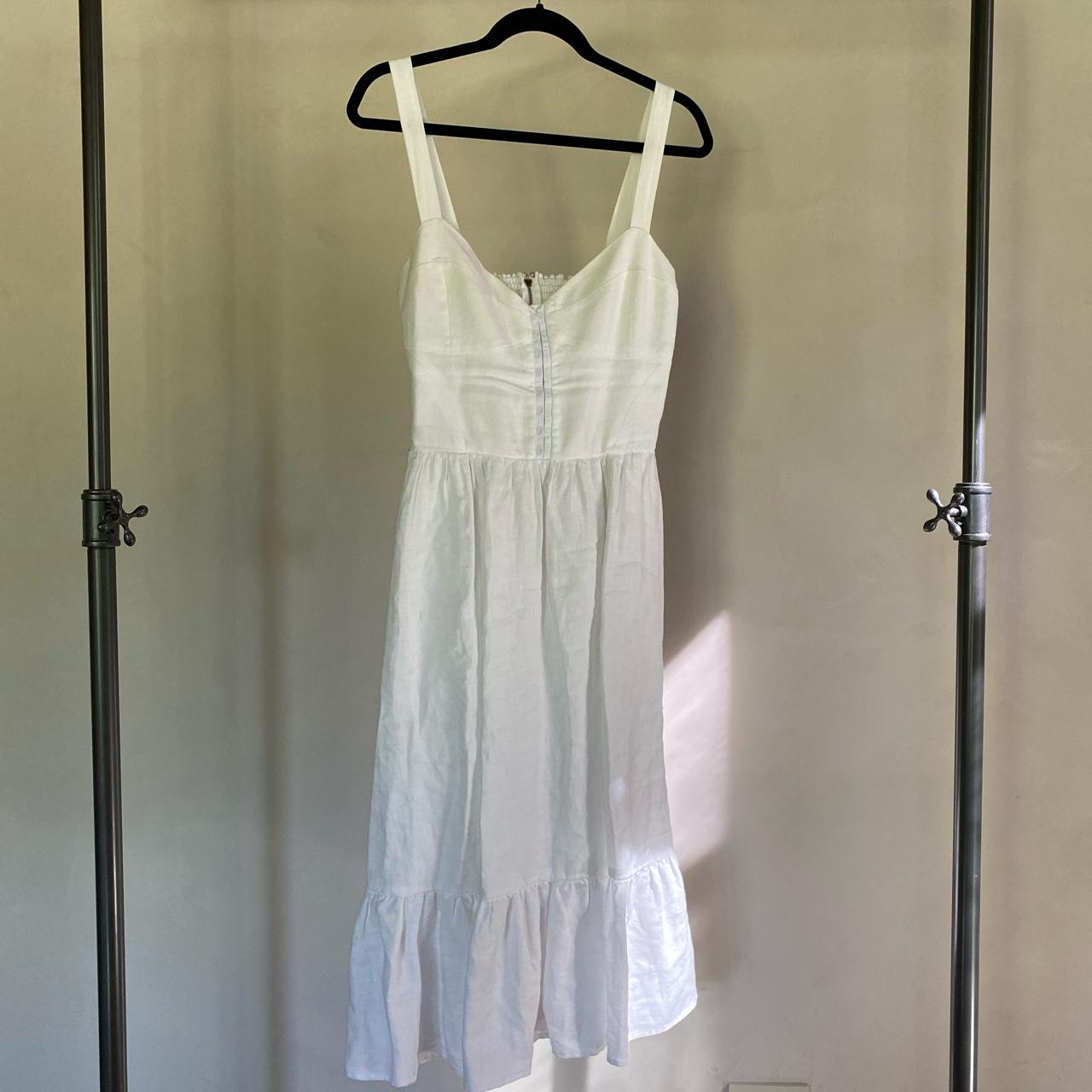 reformation white linen dress with pockets (dolci... - Depop