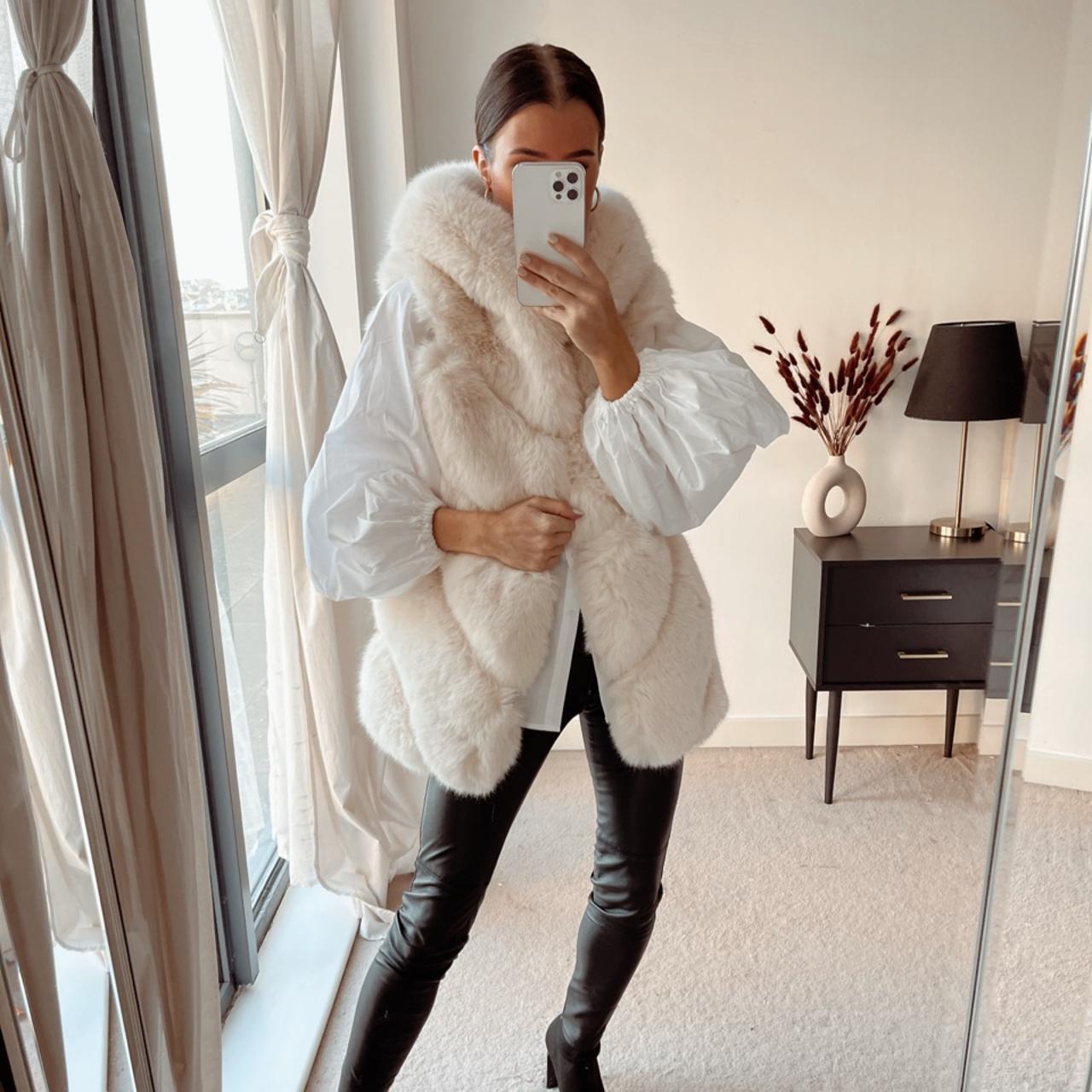 Faux fur vest outlet cream