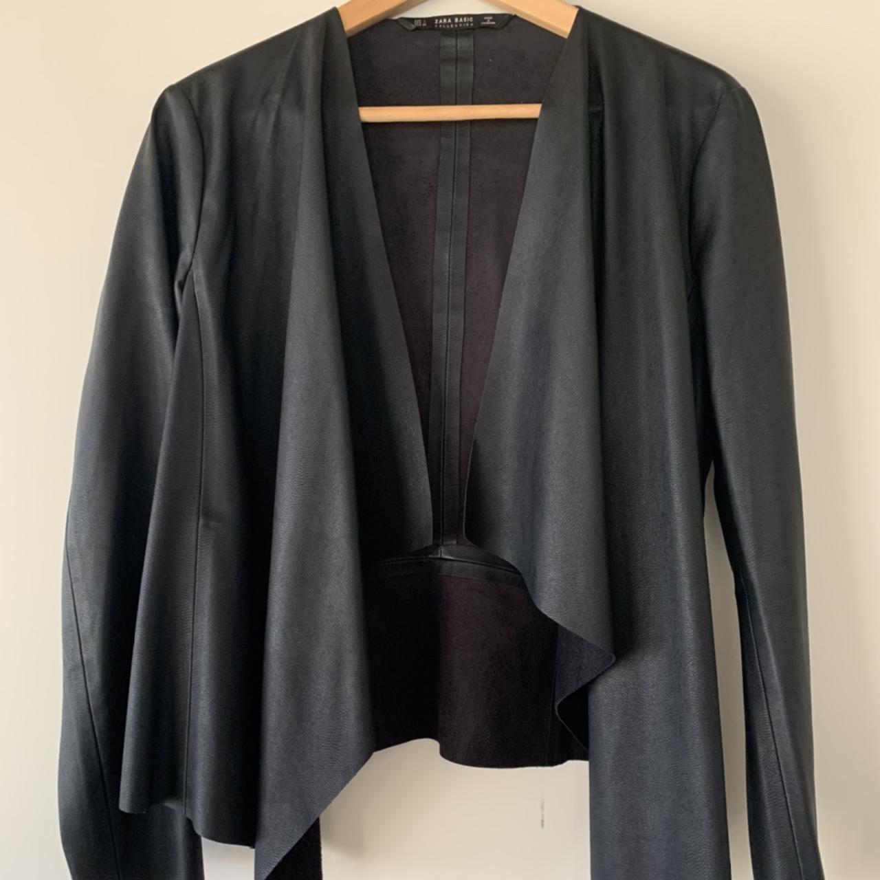 Zara Faux Leather Jacket Description Black Depop   P0 