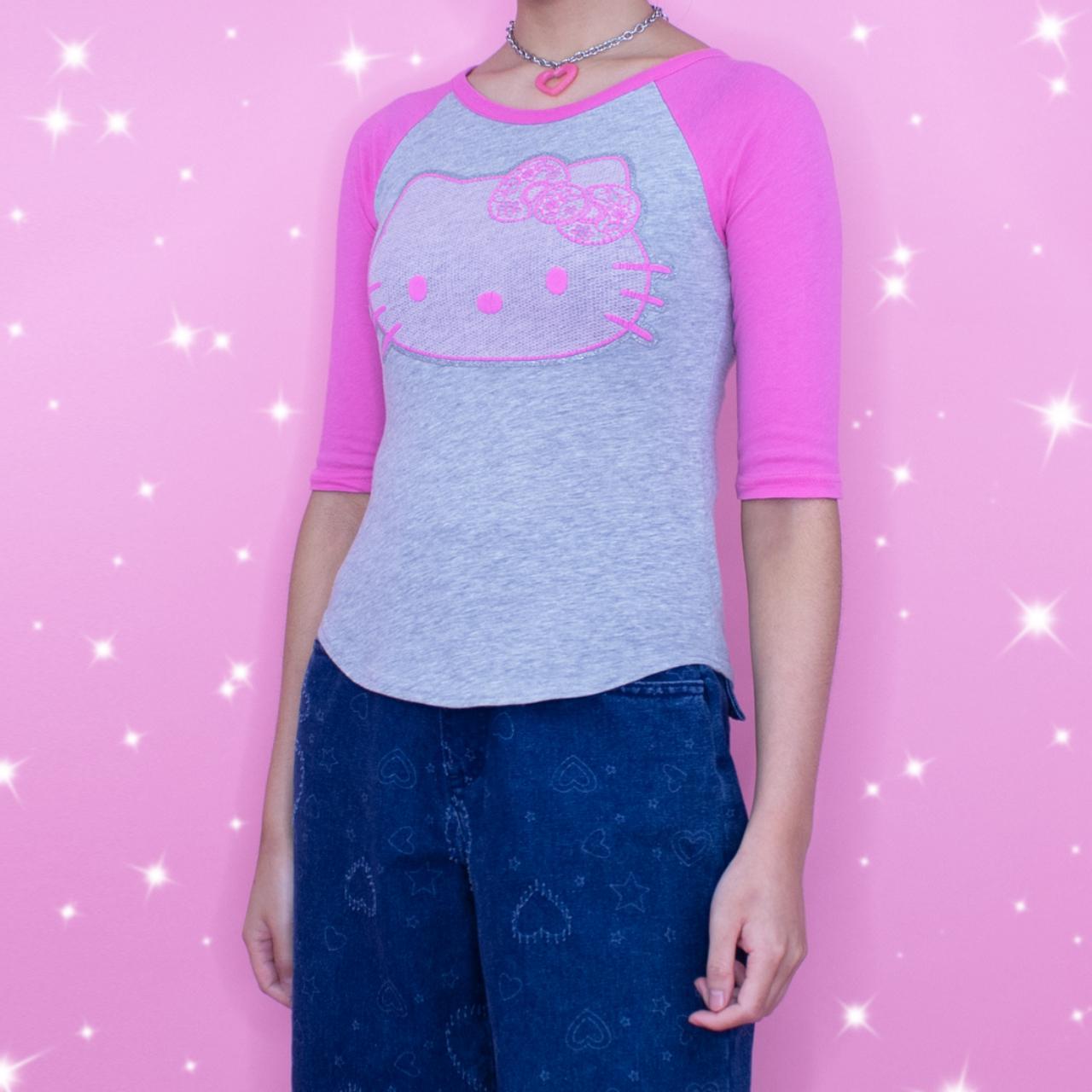 Sanrio Women's Grey and Pink Shirt Depop