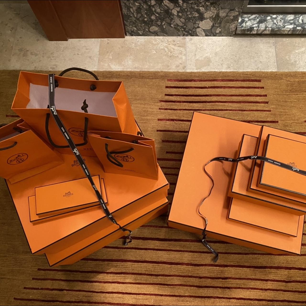 Set of 9 Hermès Boxes 3 bags and ribbons Depop