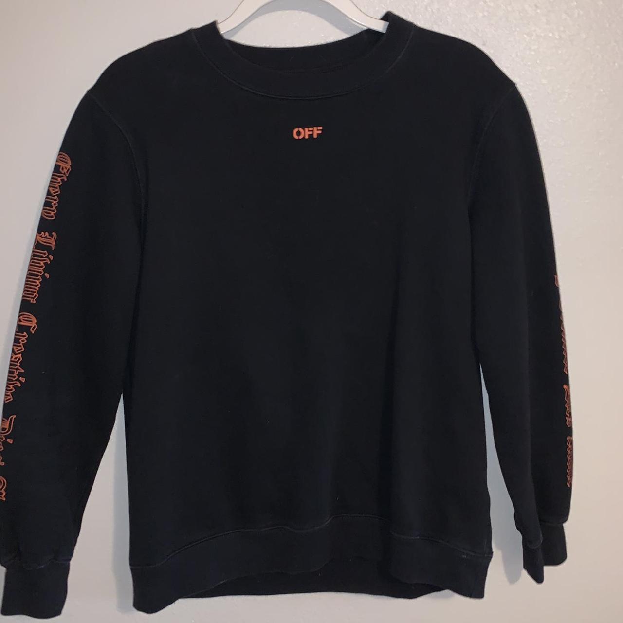 Off-White Men's Black and Orange Sweatshirt | Depop