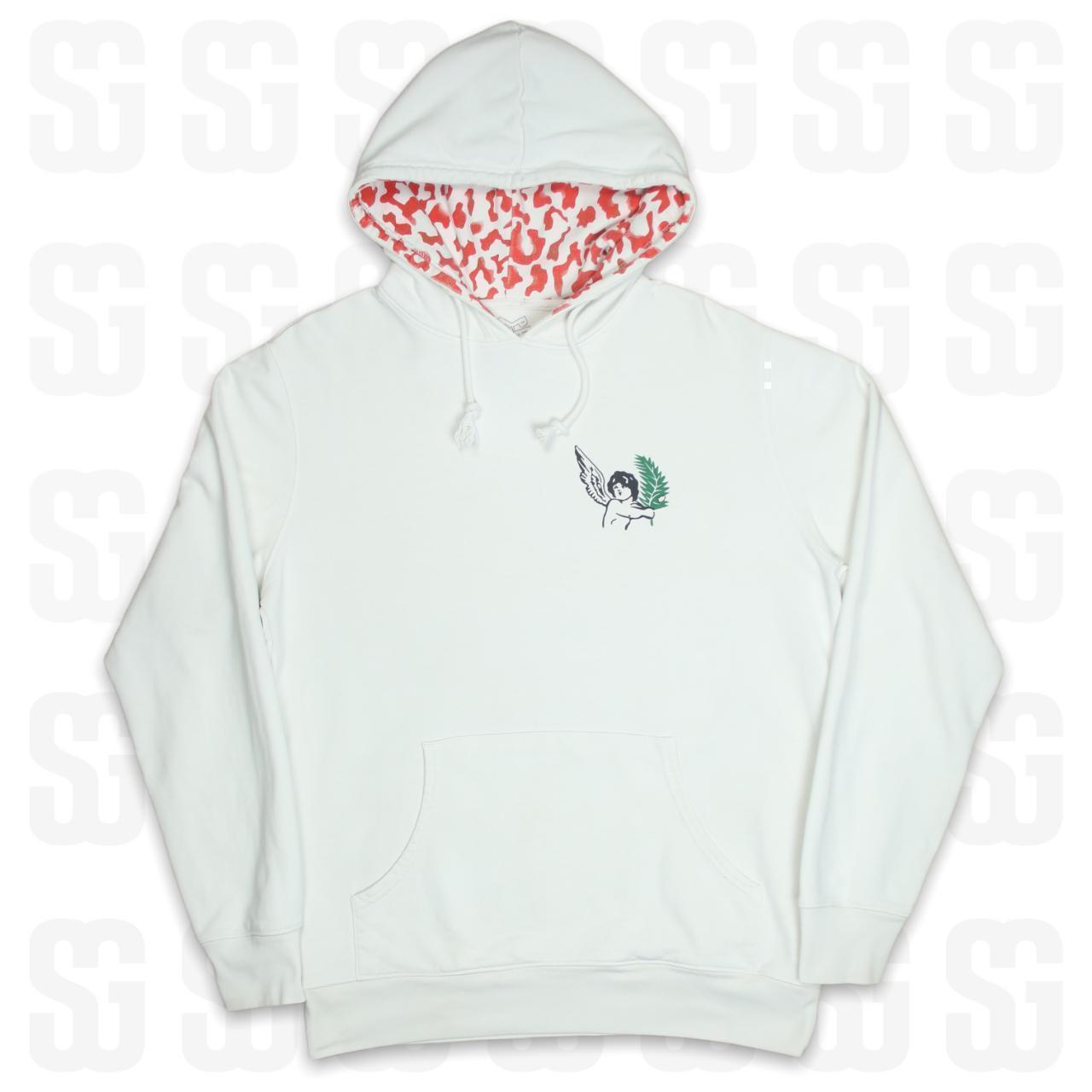 Palace Men's White and Red Hoodie Depop