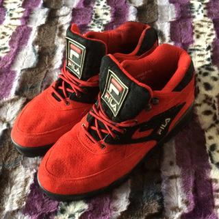 red suede fila boots