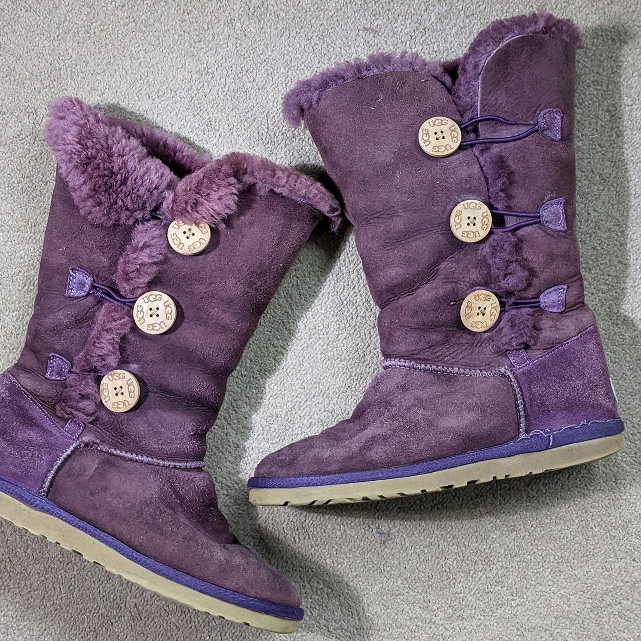 Damaged - Genuine Ugg Boots Purple Suede Fur Lined... - Depop