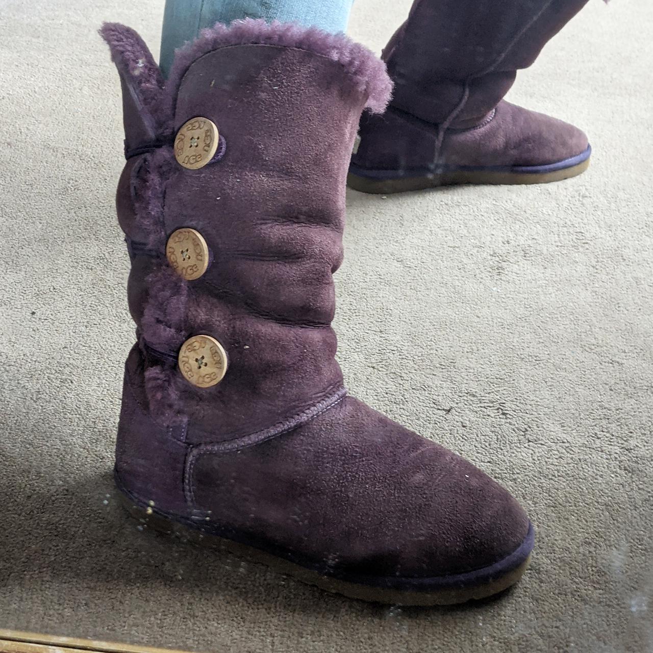 Damaged - Genuine Ugg Boots Purple Suede Fur Lined... - Depop