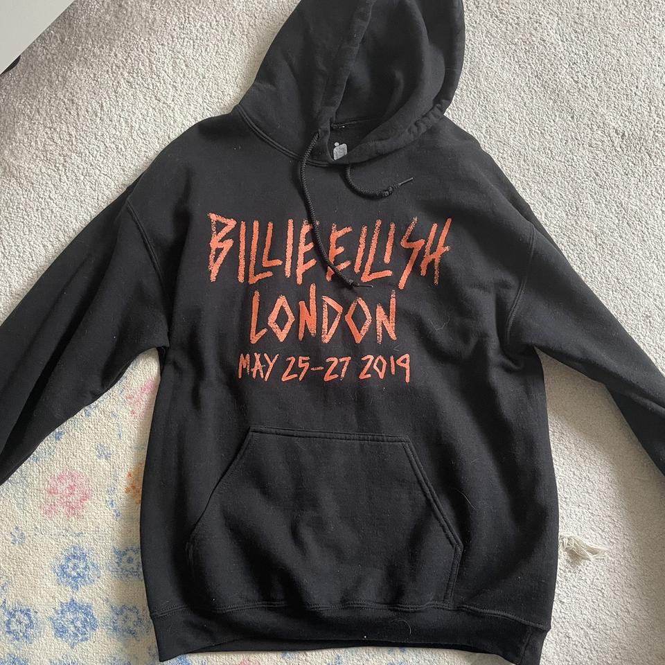 free shipping! billie eilish merch, black hoodie... - Depop