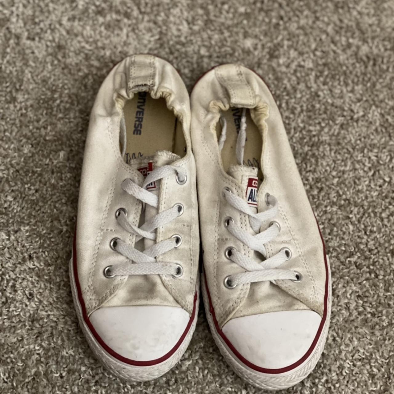 Converse All Star White Slip On Sneakers size 5 worn... - Depop