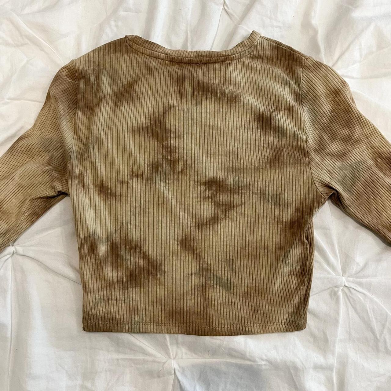 GARAGE CROP LONG SLEEVE TOP Tan/brown unique dye... Depop