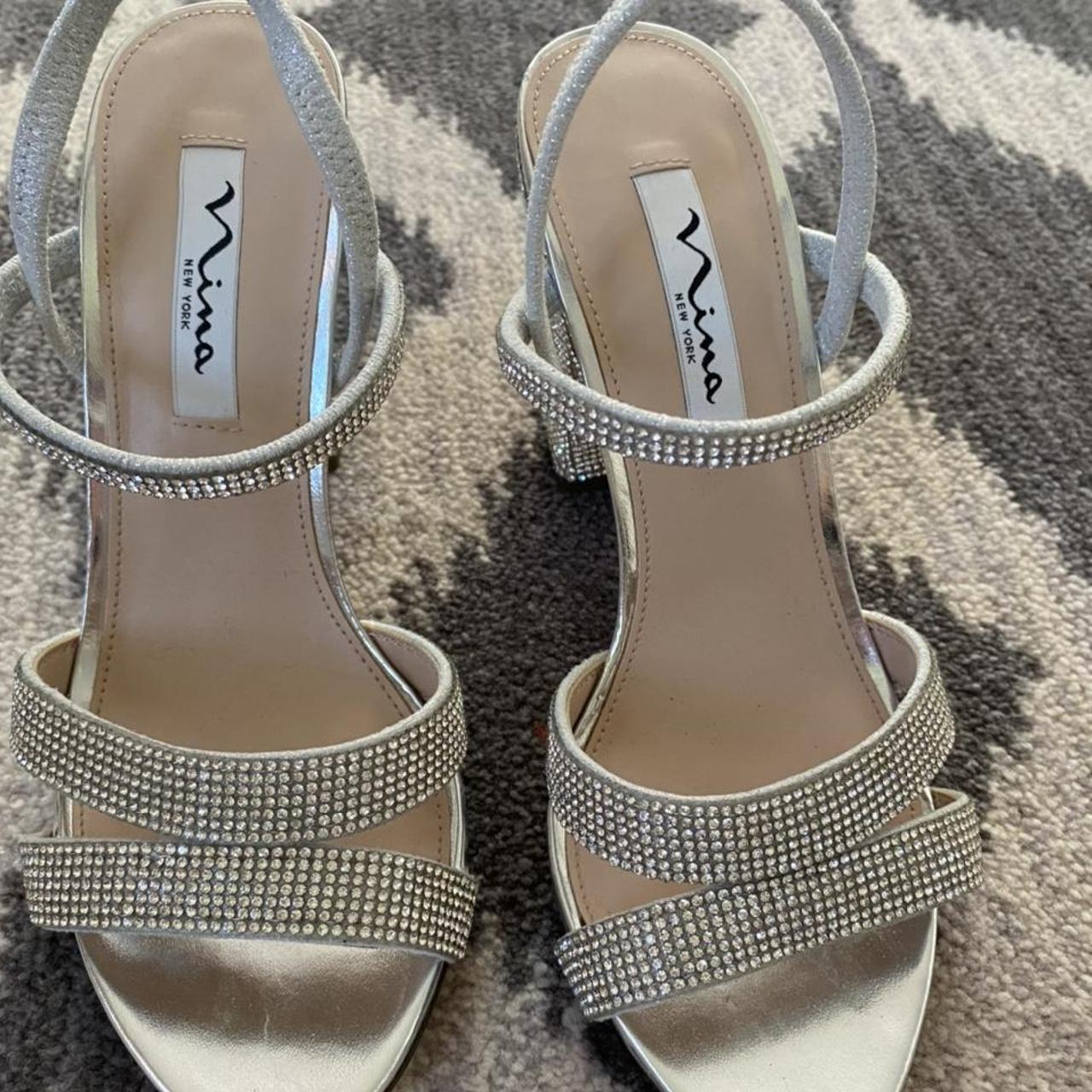 Nina Women's Silver Sandals | Depop