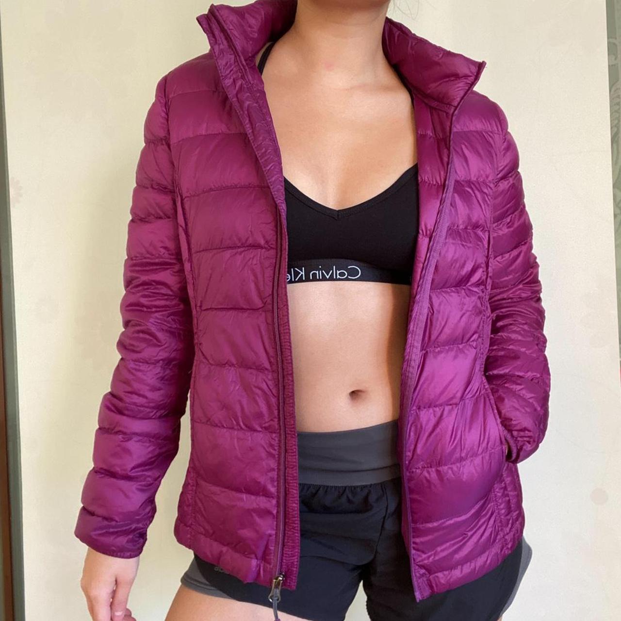 magenta puffer jacket