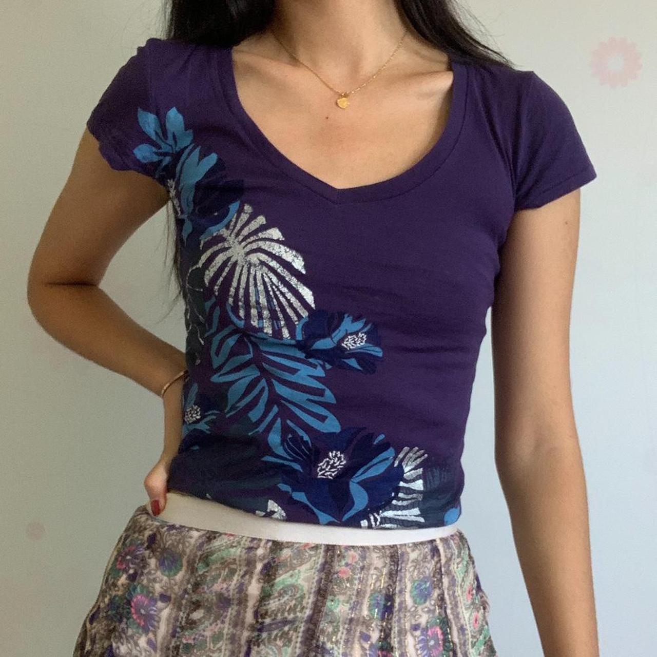 Armani Exchange Purple Graphic Tee graphic... Depop