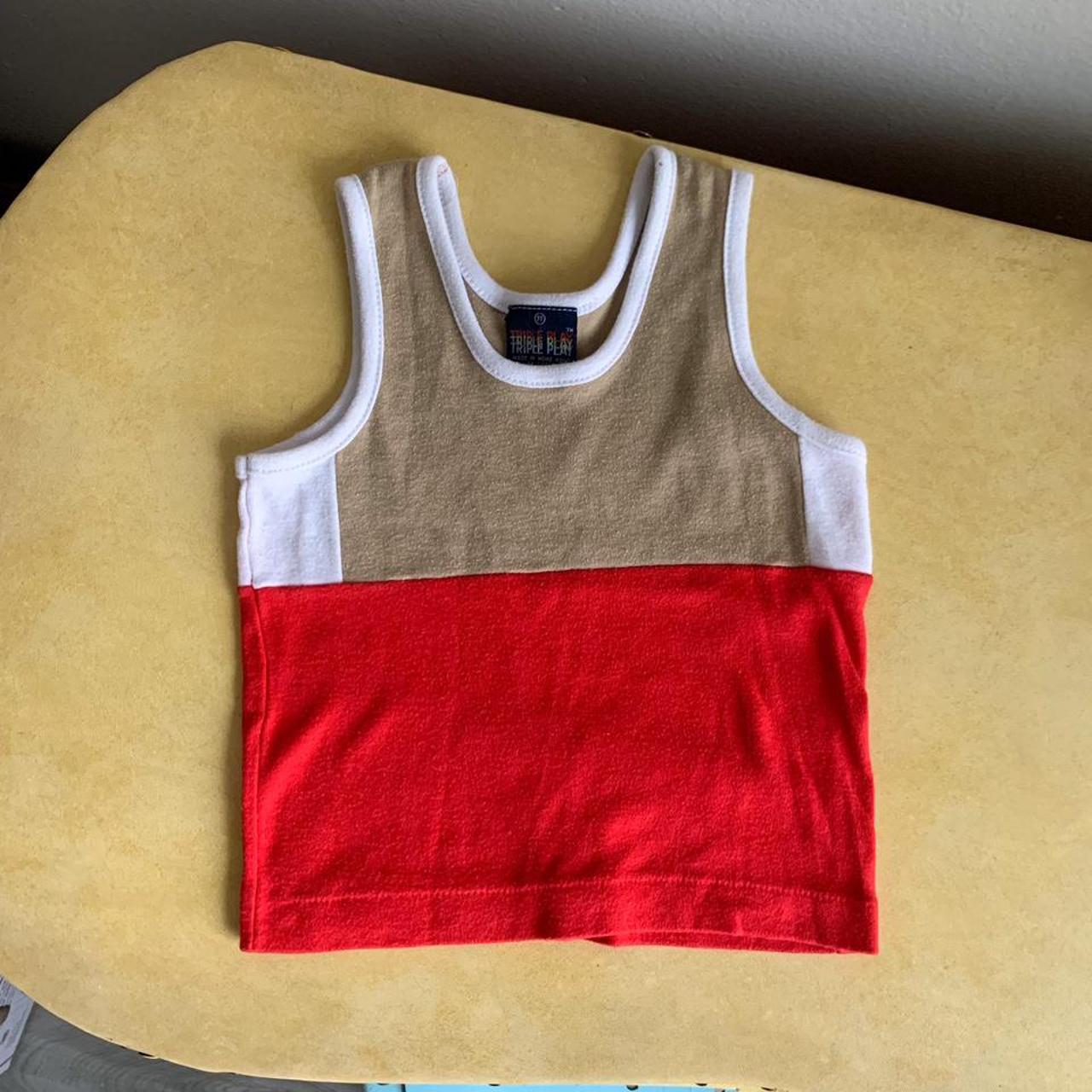 American Vintage Tan And Red Vest Depop