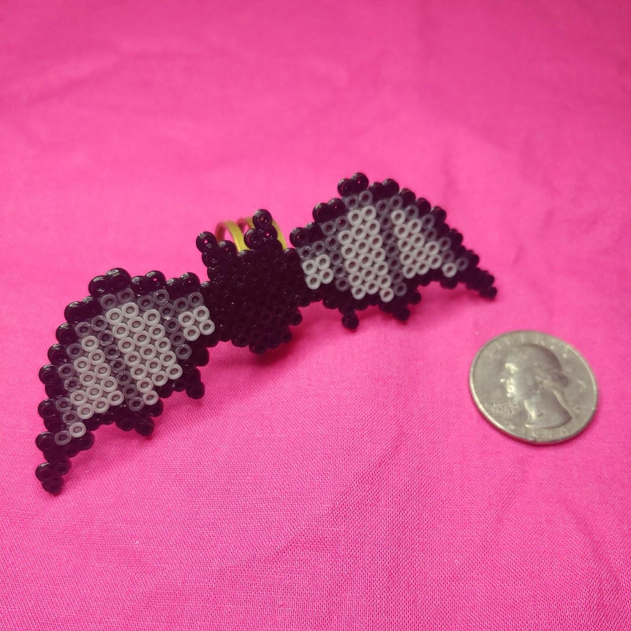 Bow Hama Perler Beads Bat Perler Bead Bow, Cute Black And Grey Perler