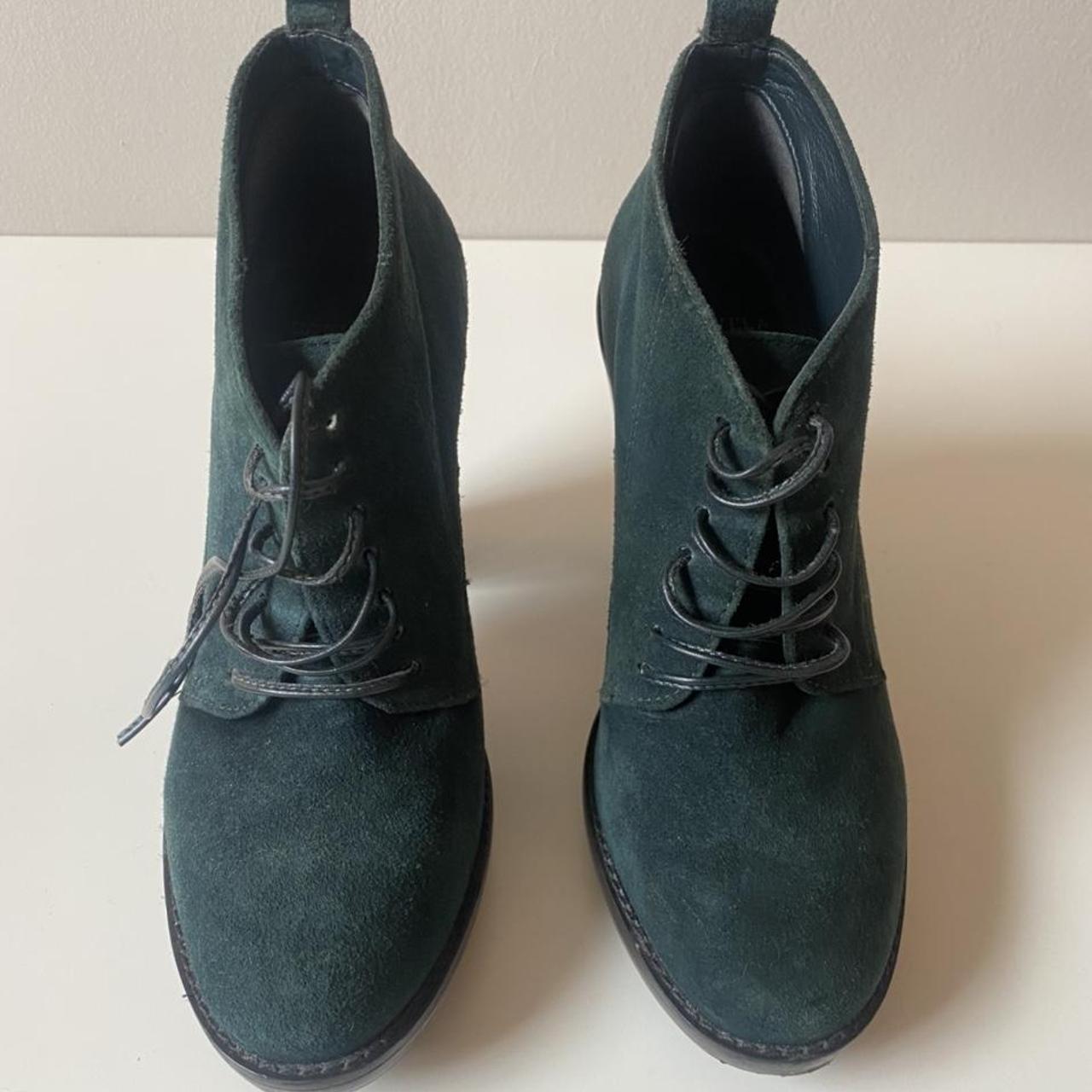 Carvela bottle green suede lace up shoe boots Size... - Depop