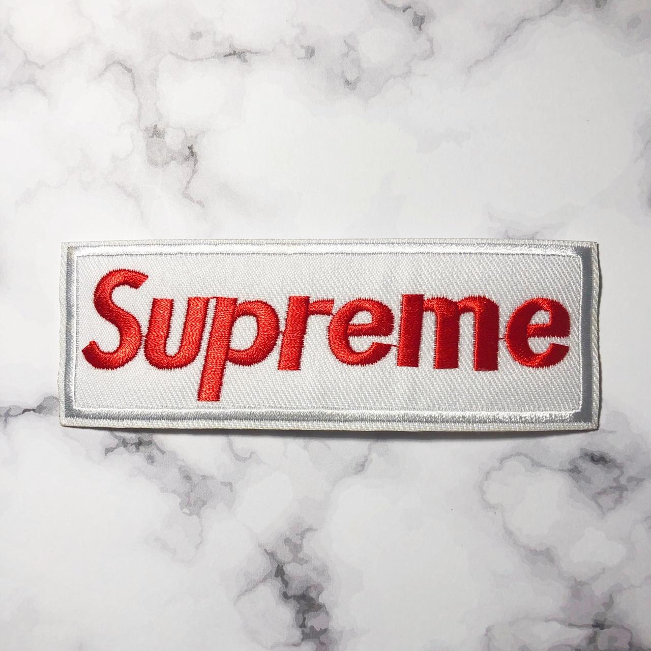 Iron on patch: Supreme Measurement:W*H:11.9*3.8 - Depop