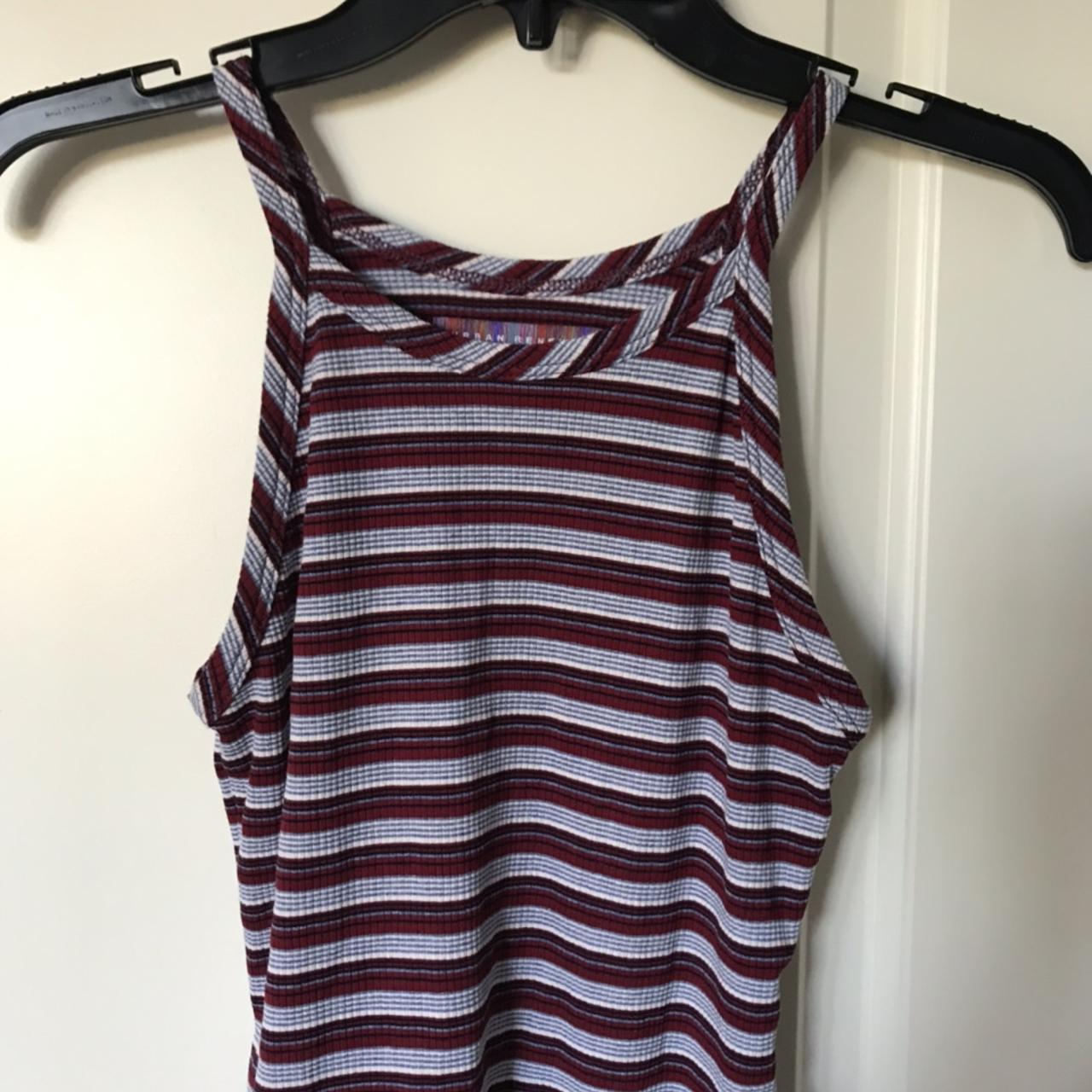 urban renewal red and blue striped halter tank top.... - Depop