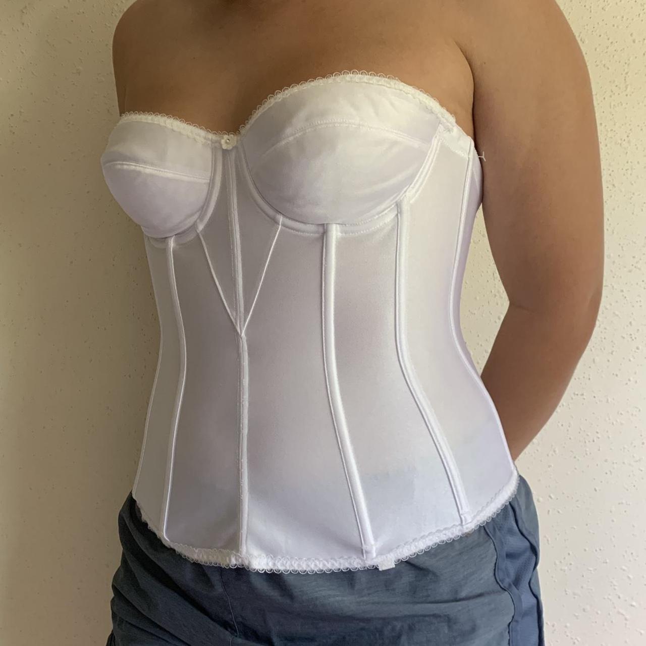 Dominique white shop satin torsolette