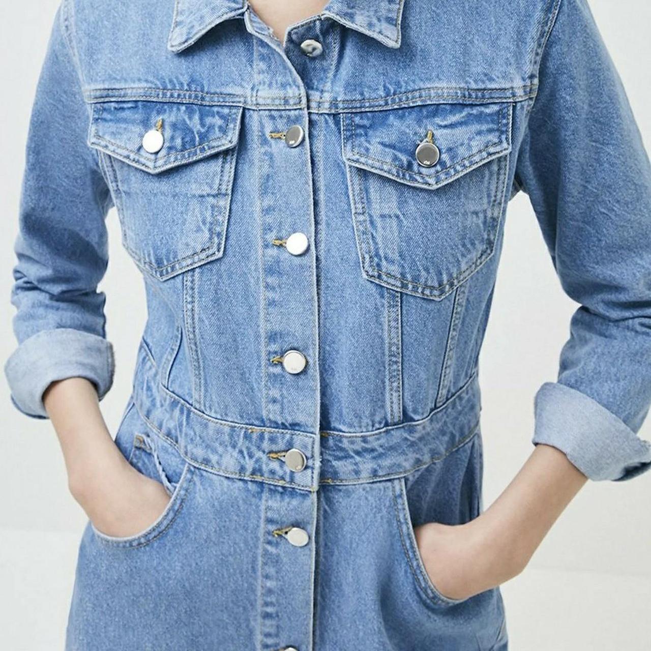 Karen Millen Denim Midi Dress Size 12 Petite... Depop