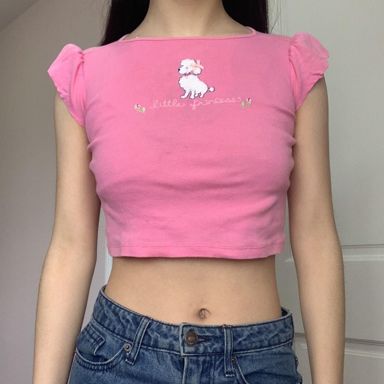 Gymboree Women's White and Pink Crop-top