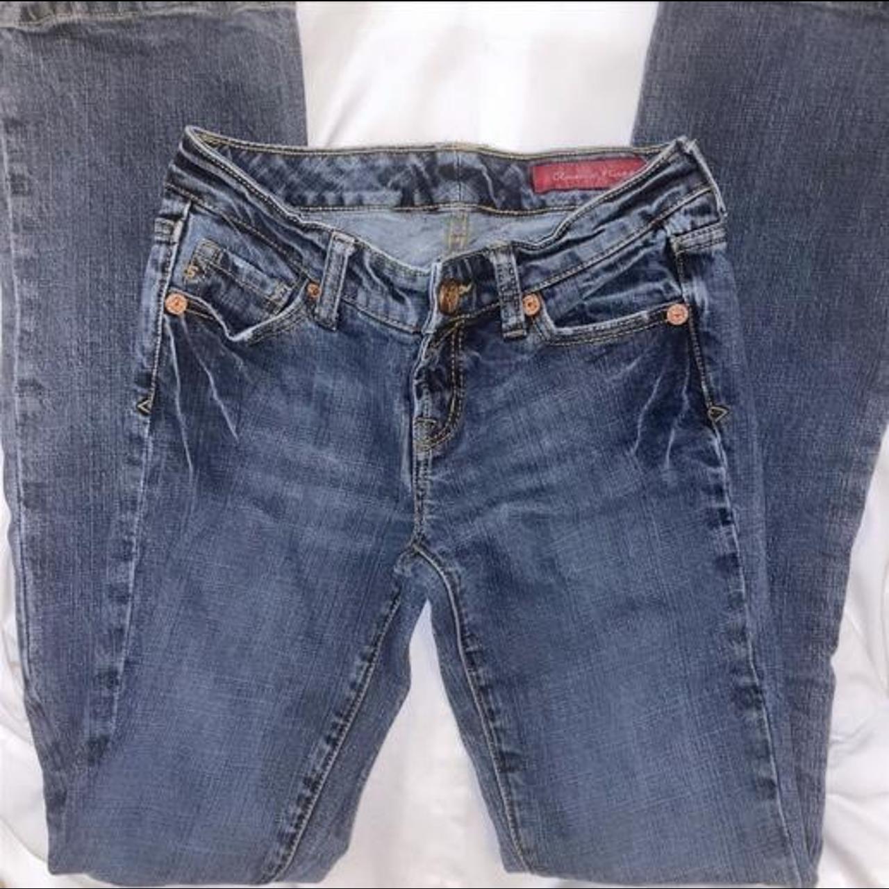 Y2K blue bootcut jeans in size 24” - Depop
