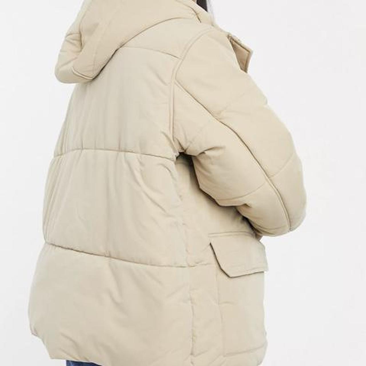 asos design puffer jacket in cappuccino