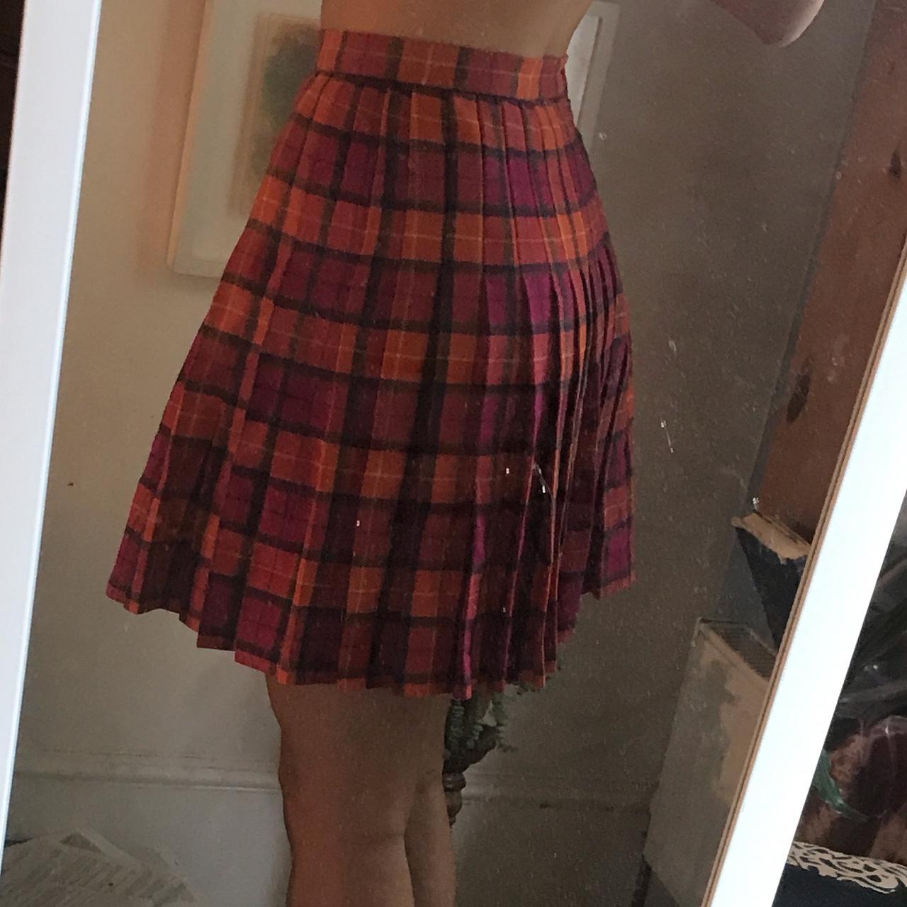 Clueless style Kneelength Tartan skirt. Hot orange,... Depop