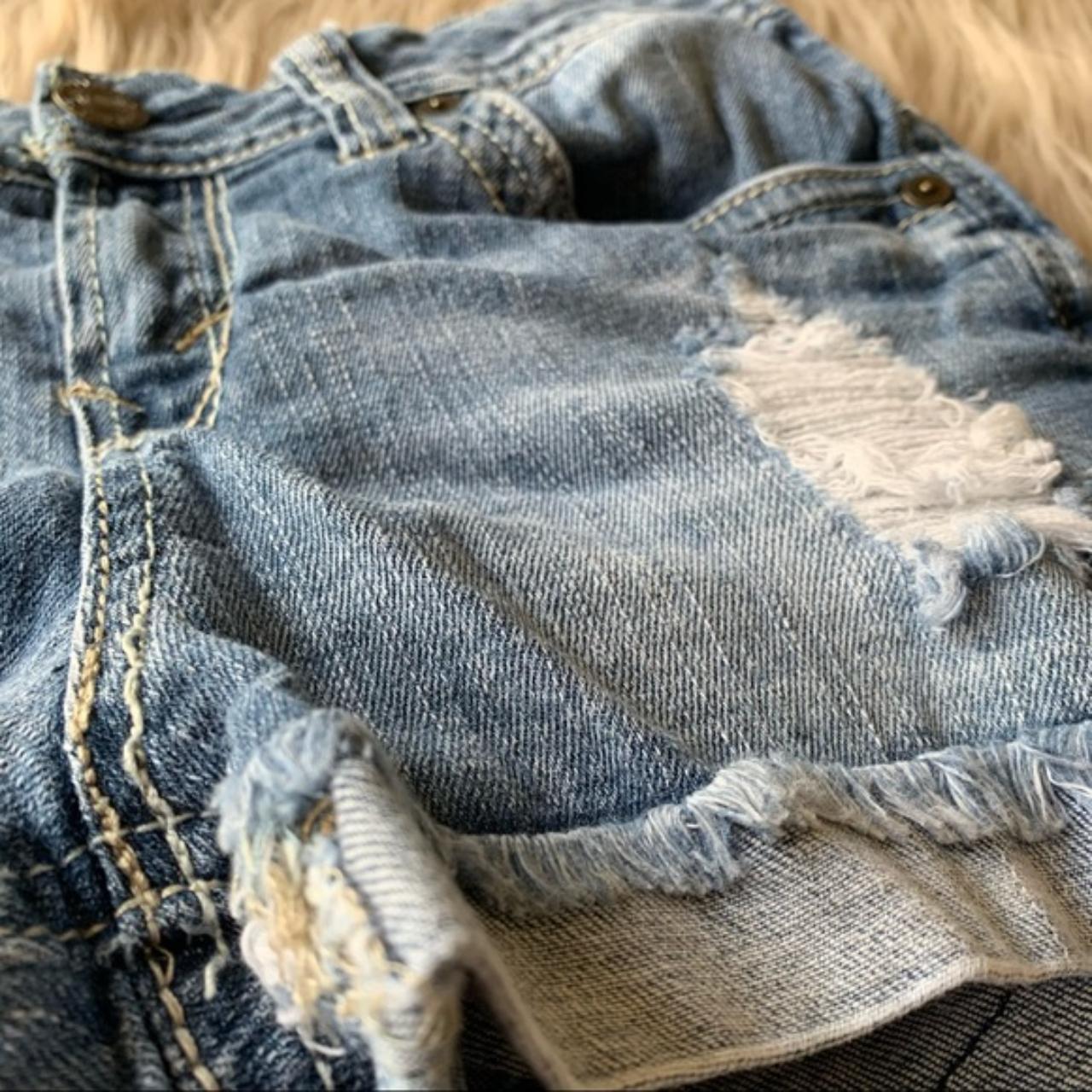 WALLFLOWER Distressed Denim Jean Shorts in Color... - Depop