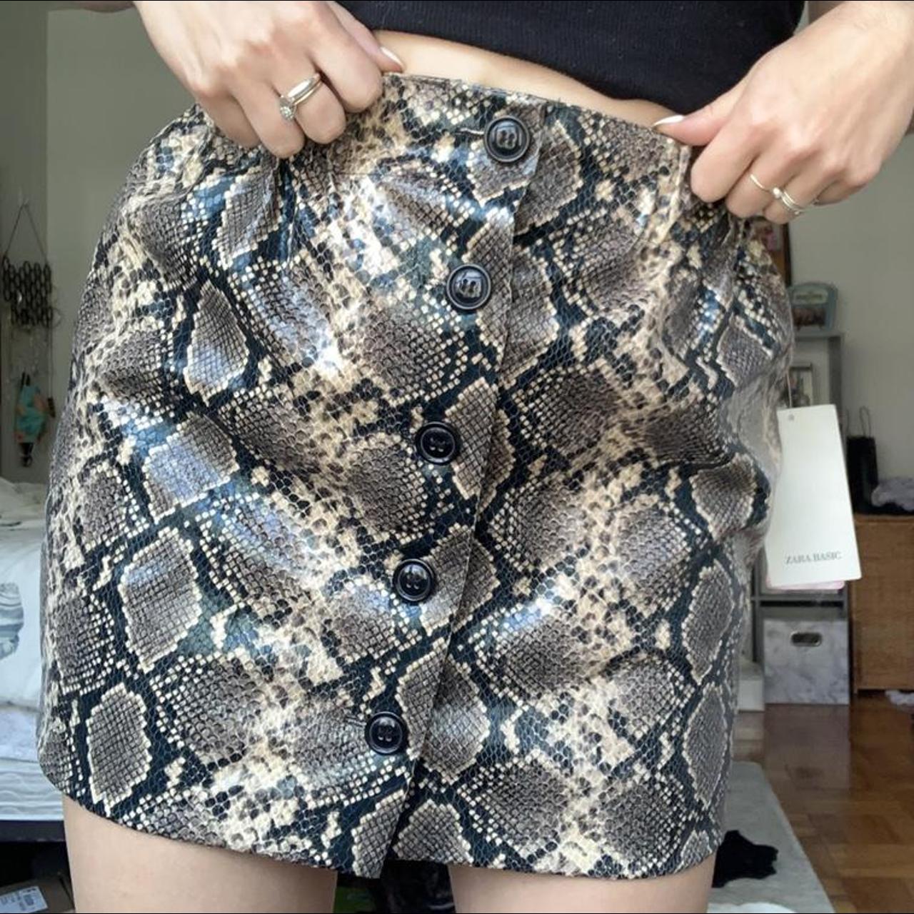 zara snakeskin mini skirt brand new with tags from - Depop