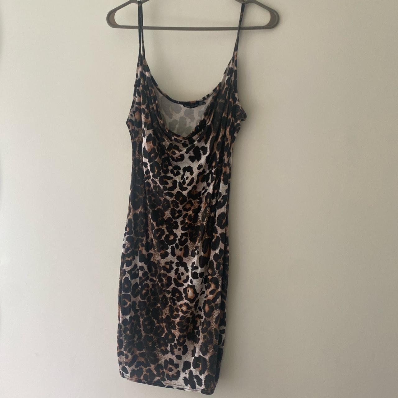 Cowl neck leopard print dress I saw it first size... - Depop