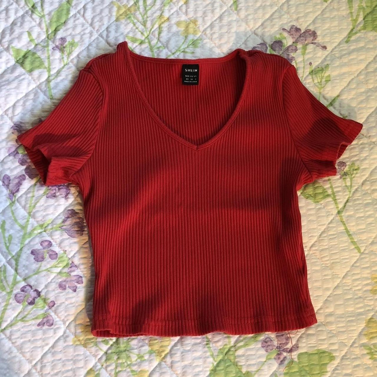 SHEIN Women's Red Crop-top | Depop