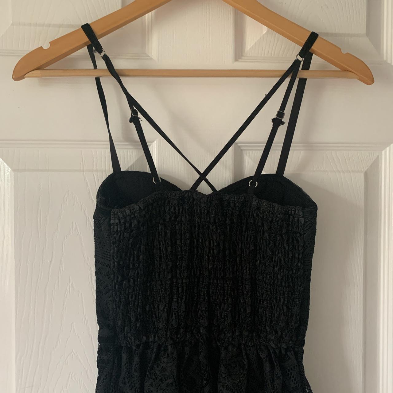 black lace hollister mini dress with corset top and... - Depop