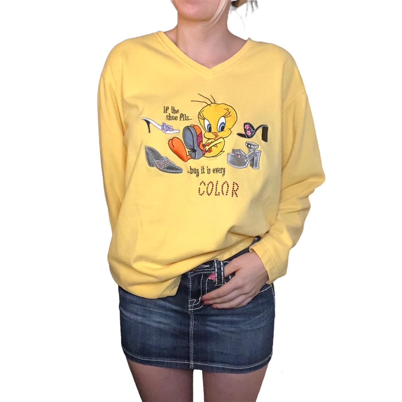 Warner Bros. Women's Yellow and Orange Sweatshirt | Depop