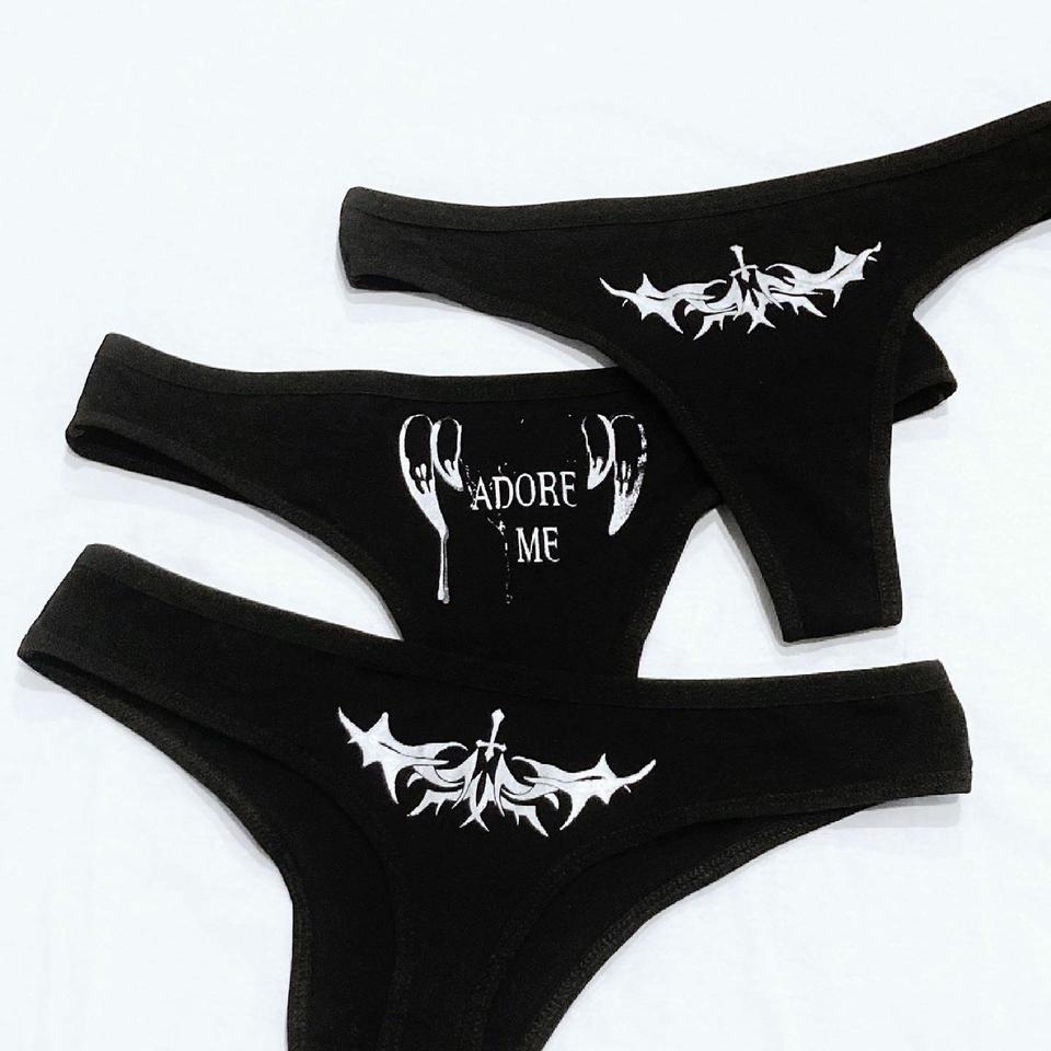 Screen printed tribal tramp stamp thongs and adore... - Depop