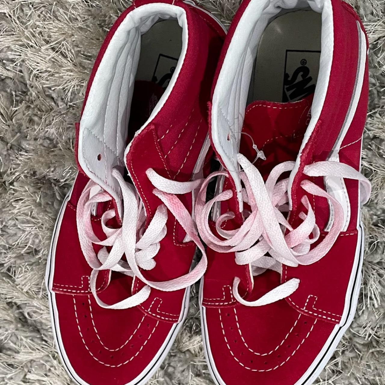 red velvet vans men's 8, women 9.5 worn once Depop