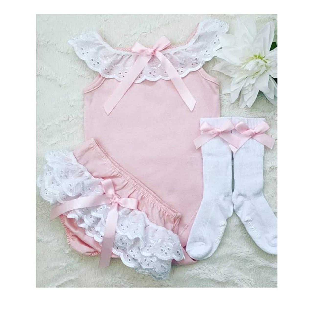 Baby Girl frilly design vest and bloomers age 69m... Depop