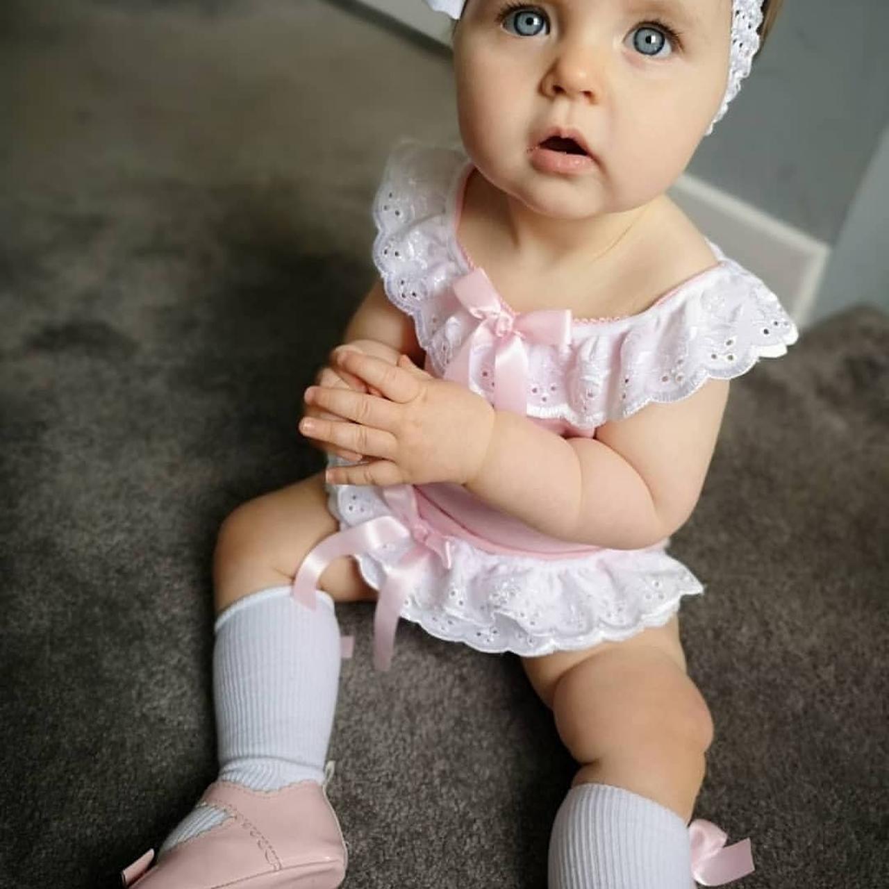 Baby Girl frilly design vest and bloomers age 69m... Depop