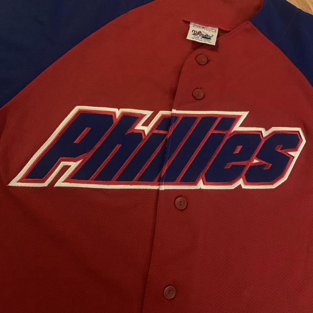 Phillies Button Up Jersey Red & white In - Depop