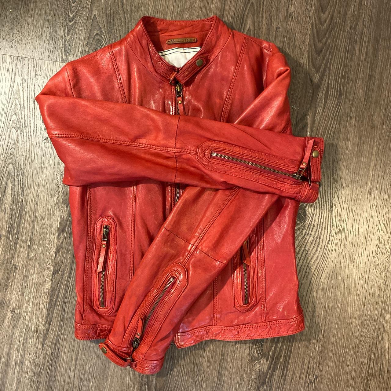 massimo dutti red leather jacket