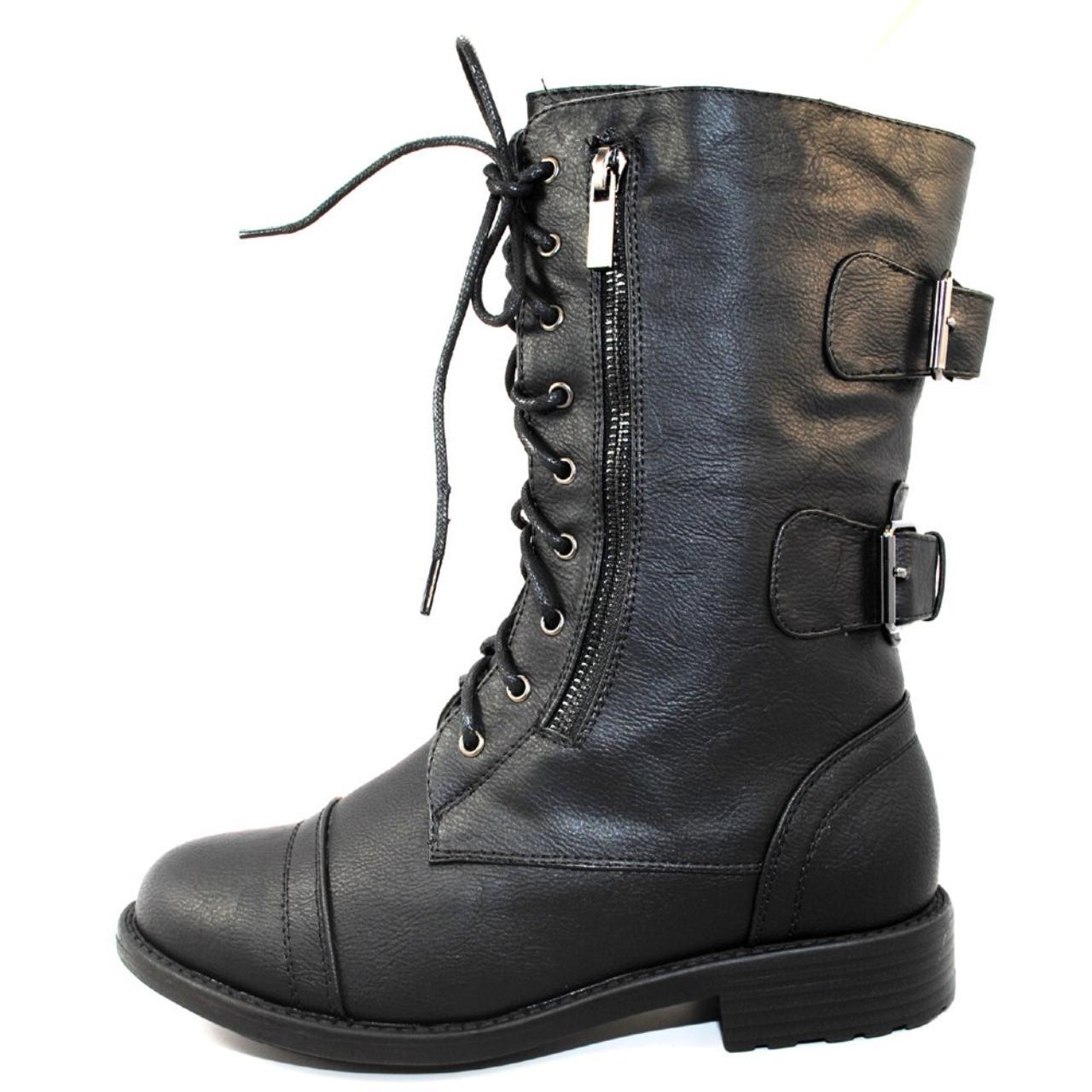 Anya-1 Women's Military Lace up Mid Calf Combat... - Depop